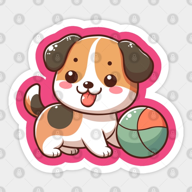 Cute Puppy Playing Ball Sticker by Arief Uchiha